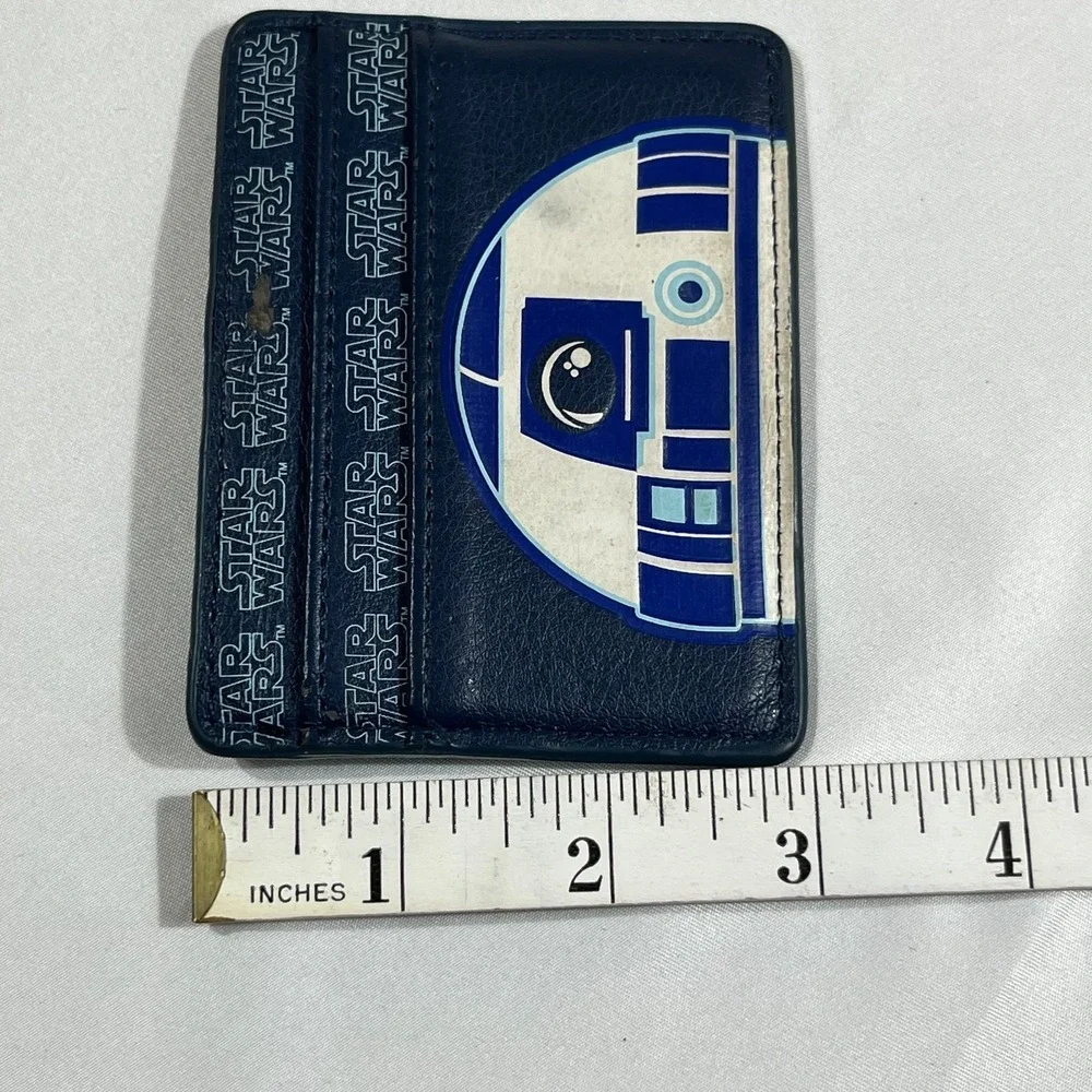 Star Wars R2-D2 Card Holder Wallet Slim Navy Blue Faux Leather Cardholder